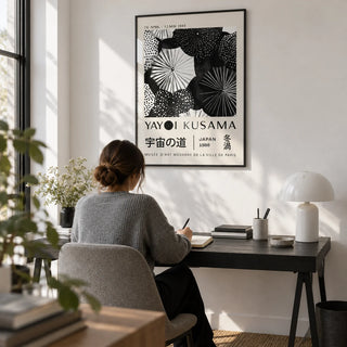Winter Wall Art, framed on the wall of a calm home office with a white wall
