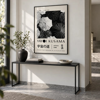 Winter Wall Art, framed on the wall of a crisp entrance hall with a white wall and a grey stone floor