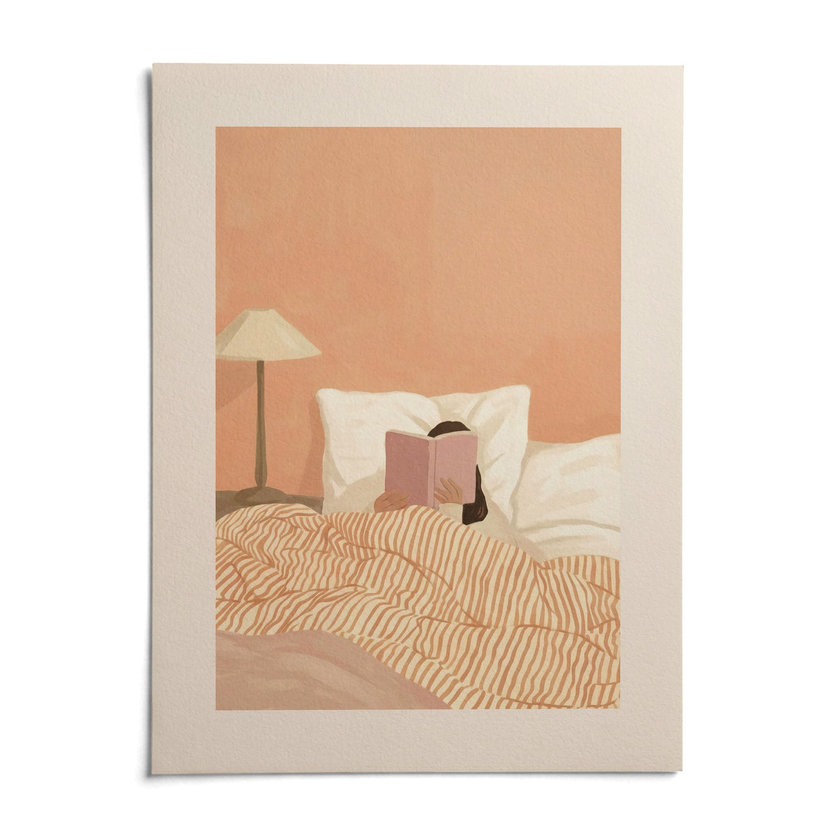Woman Reading Book Art, shown as an unframed paper print on a plain white background