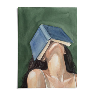 Woman Reading Portrait Print, shown as an unframed paper print on a plain white background