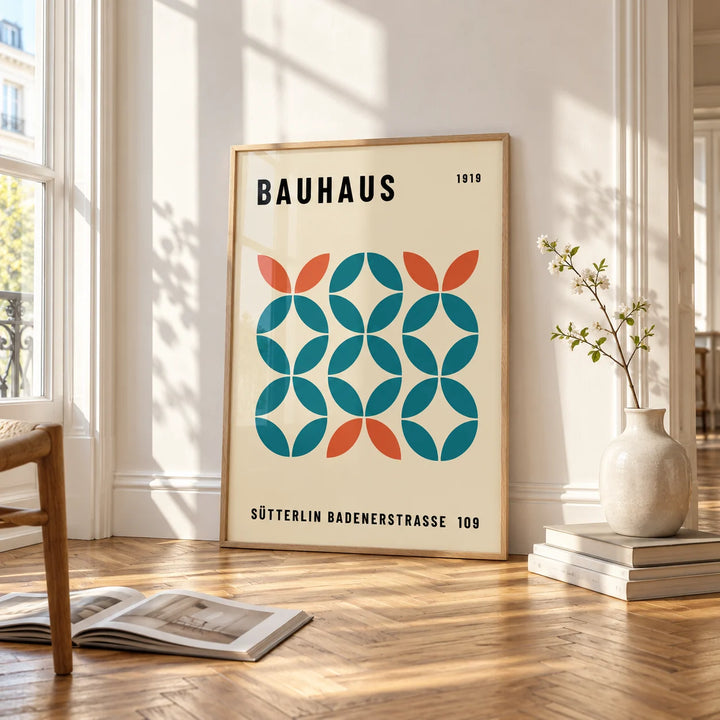 Work Office Wall Art, framed and leaning on the parquet floor of a bright living room