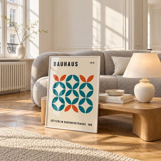 Work Office Wall Art, framed and leaning against a coffee table in a bright living room