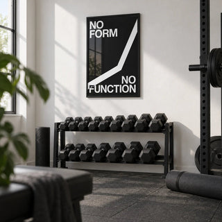 Workout Room Wall Art, framed on the wall of a minimal home gym