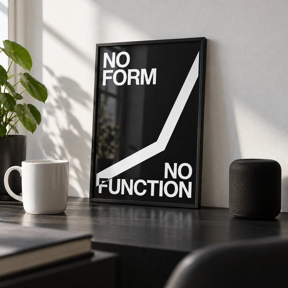 Workout Room Wall Art, a small A4 framed print leaning on a black desk