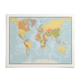 World Map Print, shown as an unframed paper print on a plain white background
