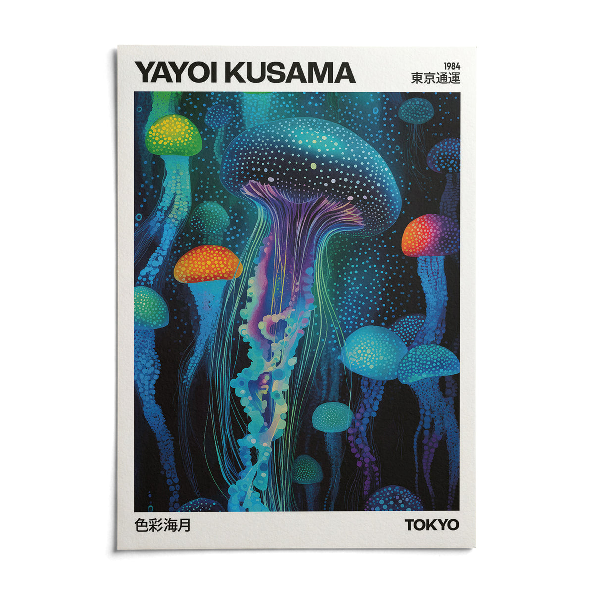 Yayoi Kusama Art, shown as an unframed paper print on a plain white background