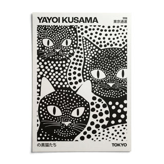 Yayoi Kusama Black Cats, shown as an unframed paper print on a plain white background