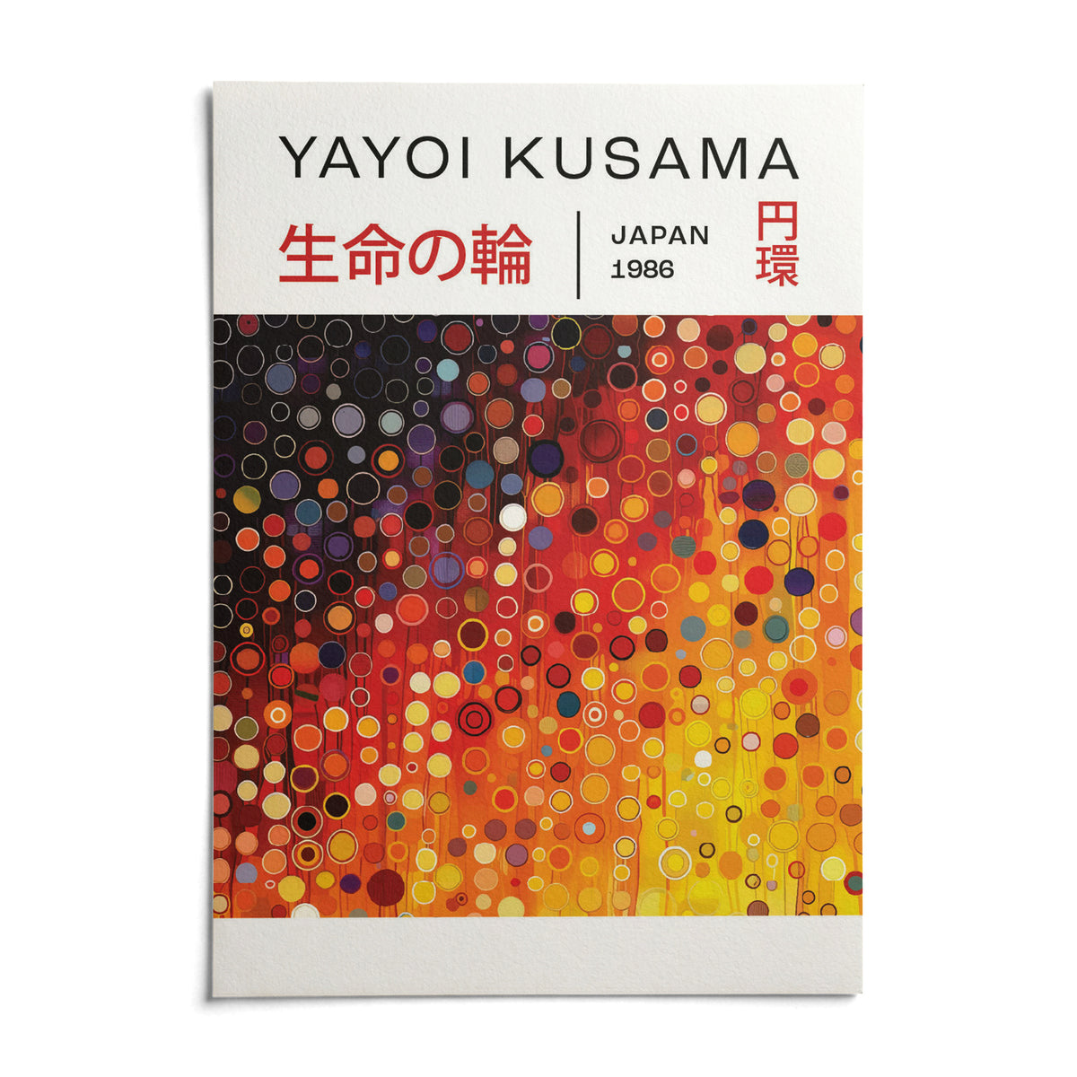 Yayoi Kusama Circles, shown as an unframed paper print on a plain white background