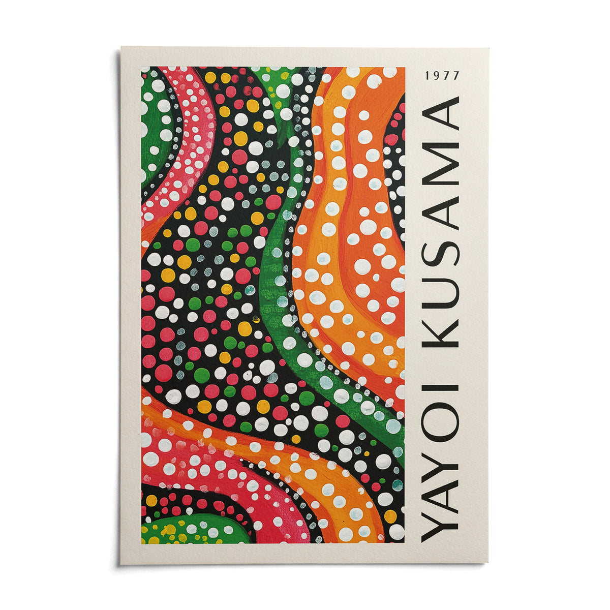 Yayoi Kusama Dots, shown as an unframed paper print on a plain white background