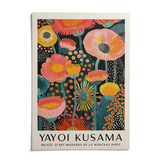 Yayoi Kusama Flowers, shown as an unframed paper print on a plain white background