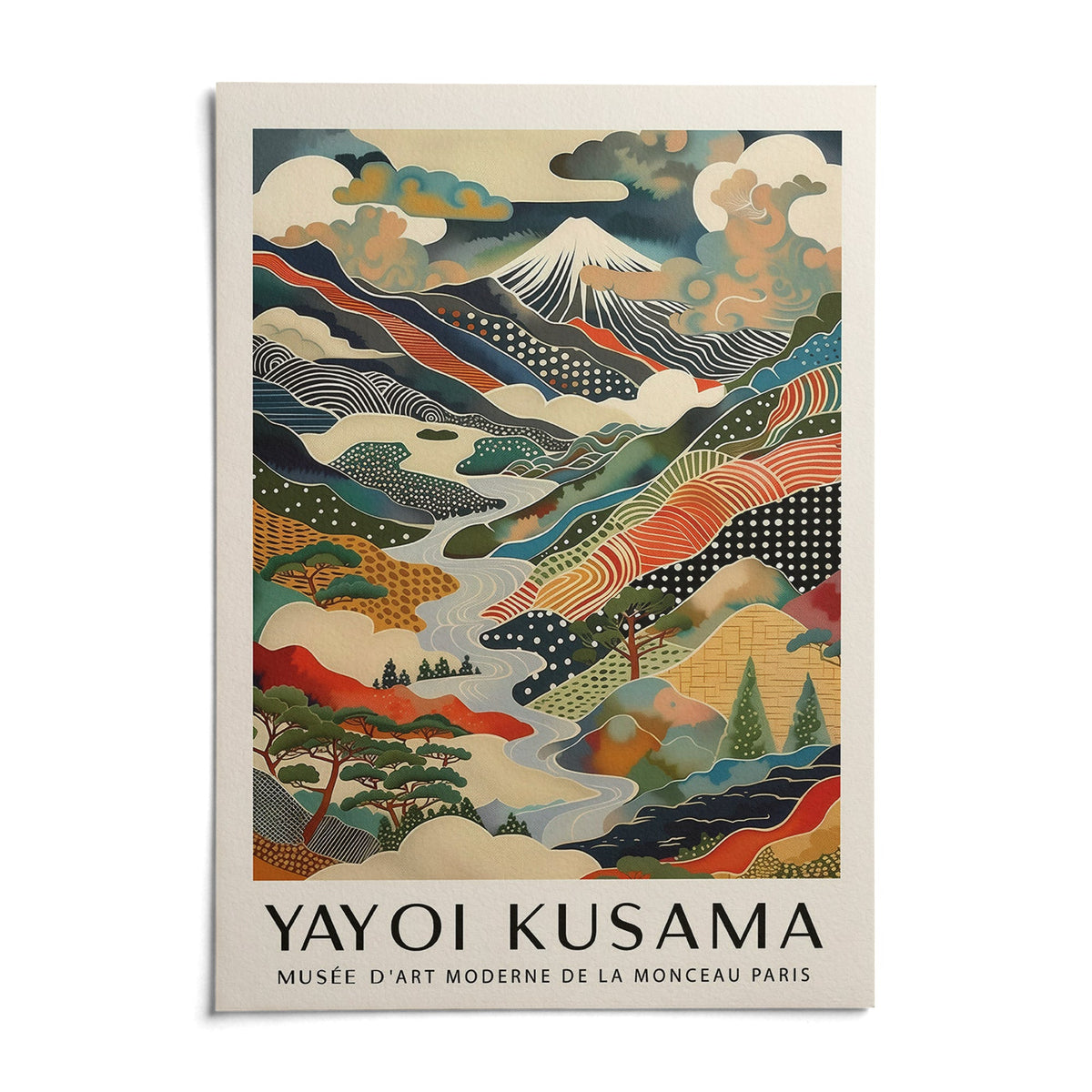 Dotted Peaks as it arrives: an unframed matte paper print