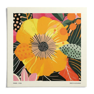 Yellow Flower Art, shown as an unframed paper print on a plain white background