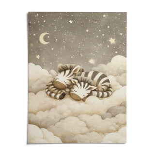 Zebra Nursery Art, shown as an unframed paper print on a plain white background