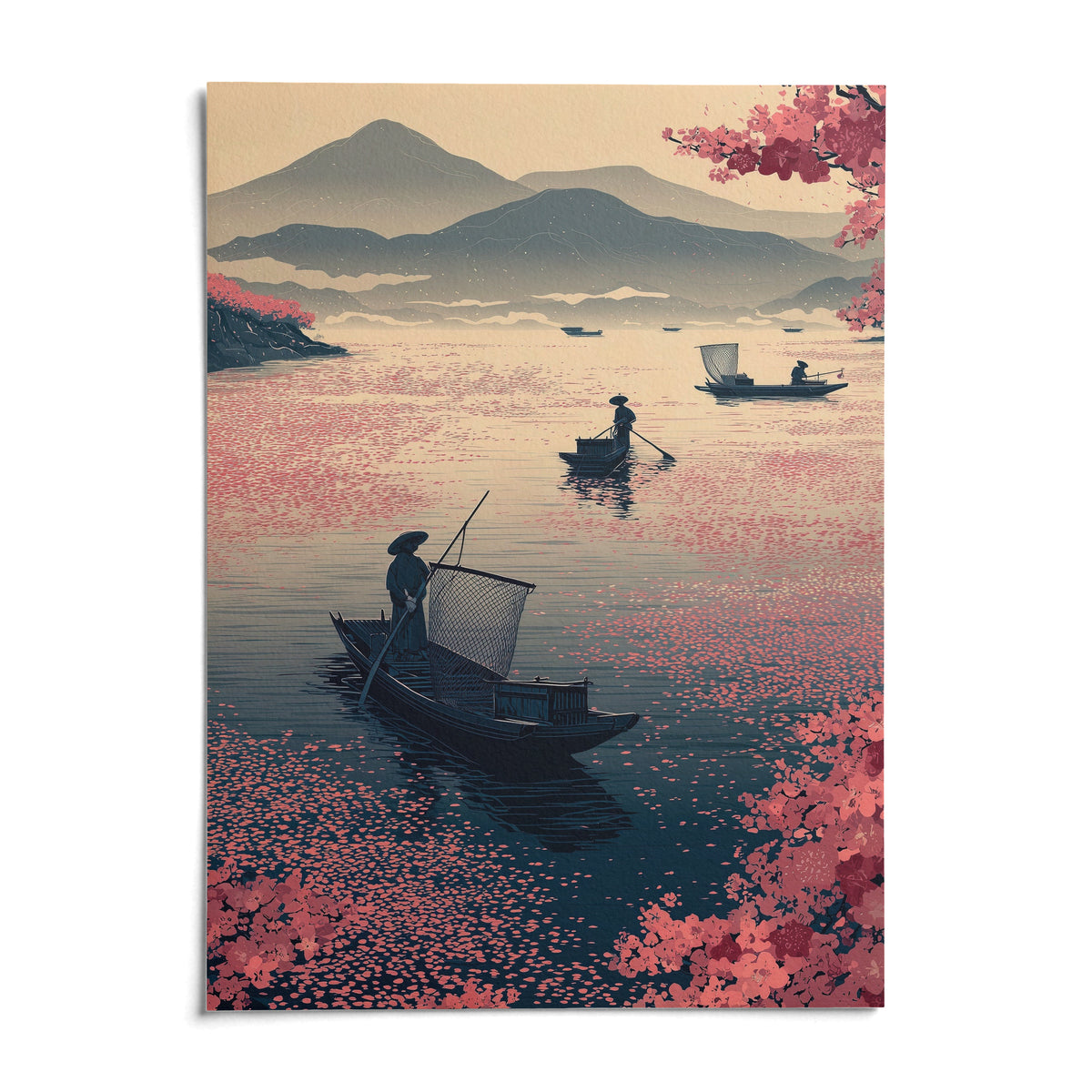Zen Fishing Poster, shown as an unframed paper print on a plain white background