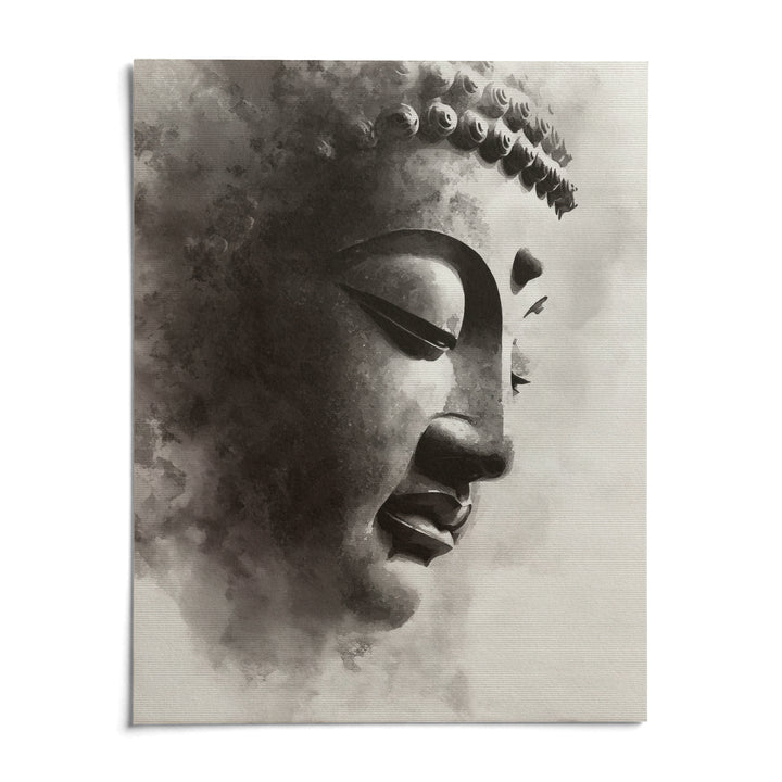 Zen Statue Face Art Print, shown as an unframed paper print on a plain white background