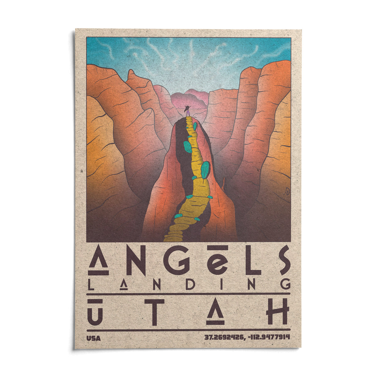 Zion National Park Art, shown as an unframed paper print on a plain white background