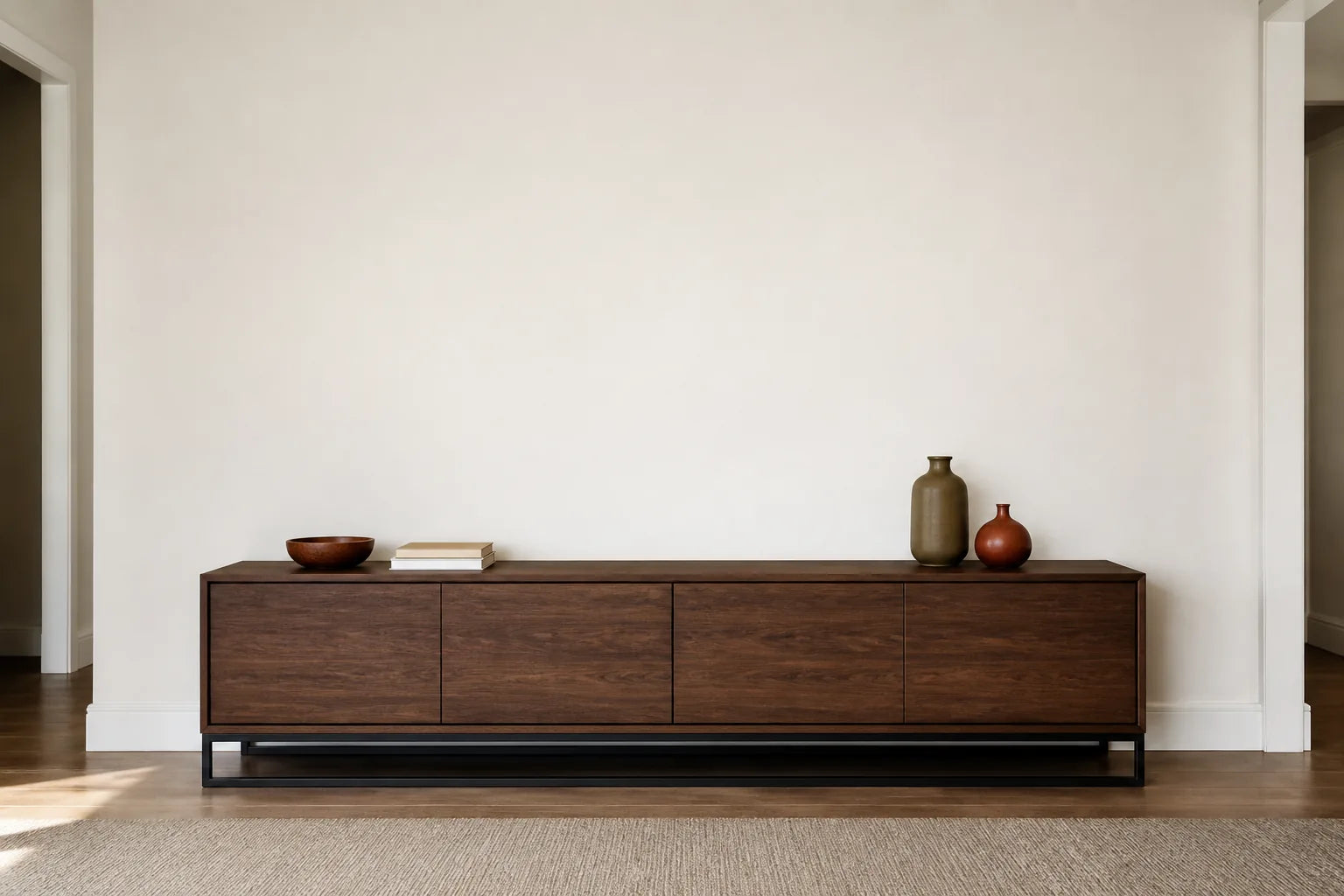 Sideboard with blank wall above for wall art sizing