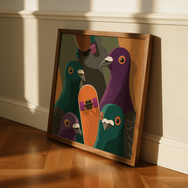Urban Animal Art print with Purple highlights in hallway display