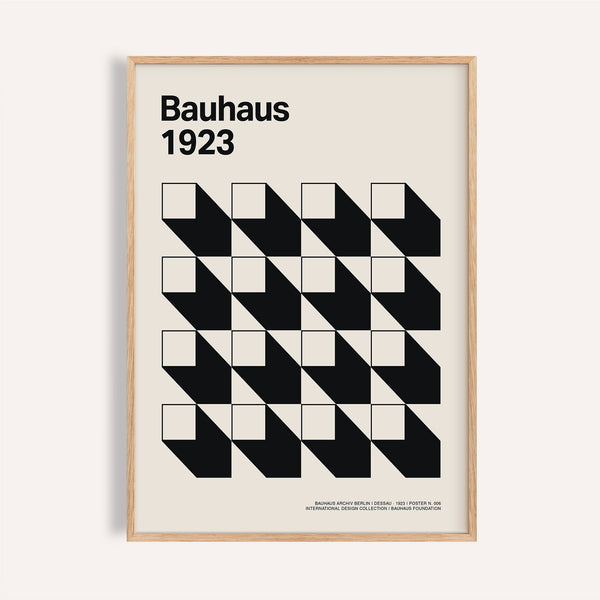 Affiche pour bureau noir et crème avec motif cube et ombre