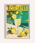 Décoration murale représentant un verre de limoncello sur une table côtière pour la cuisine