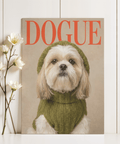 Affiche murale Shih Tzu avec vert, rouge et beige pour espace de bureau