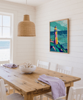 Affiche « Phare coloré sur la côte » aux tons multicolores pour décorer votre chambre à coucher