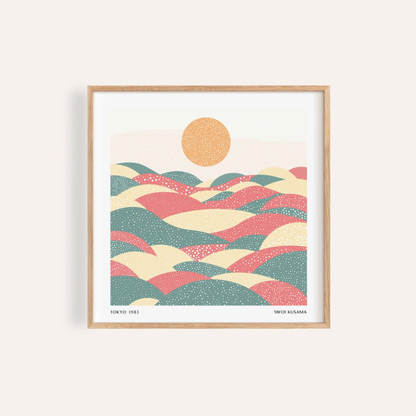 Œuvre abstraite aux couleurs pastel inspirée du style à pois de Yayoi Kusama