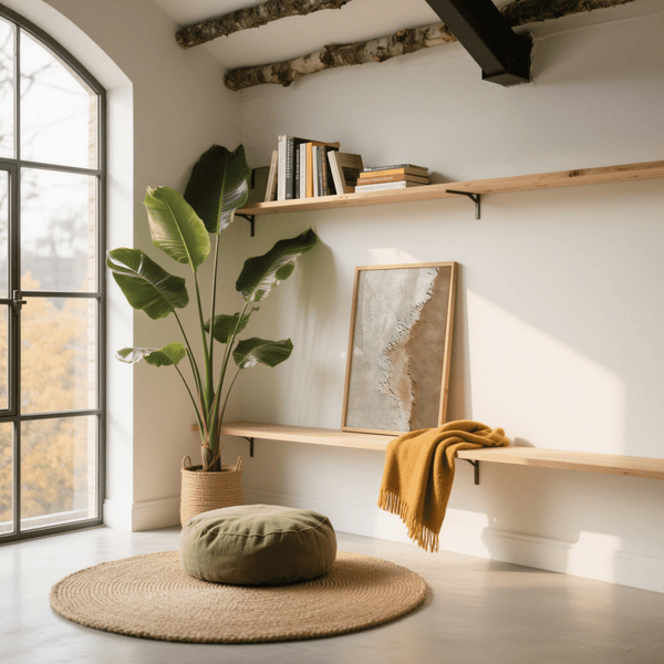 Modern Home Decor textured art print, beige and brown, for cozy reading nook