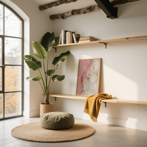 Imprimé abstrait rose et beige, idéal pour une chambre d'enfant