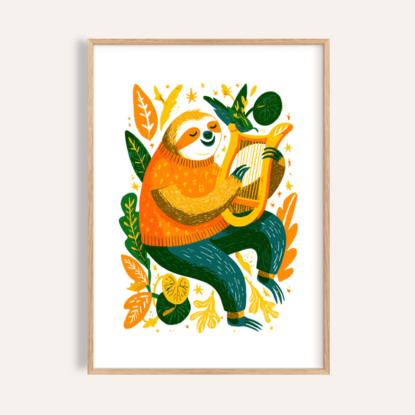 Impression artistique Sloth Art Print multicolore pour la chambre d'enfant