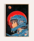 Impression artistique Space Girl en rouge et bleu pour décorer les murs de votre chambre