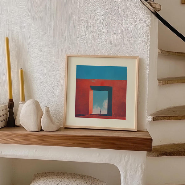 Œuvre d'art surréaliste qui suscite la réflexion, avec des couleurs vives et de la profondeur.