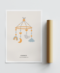 Affiche personnalisée pour bébé avec illustration mobile multicolore pour impression artistique pour bébé