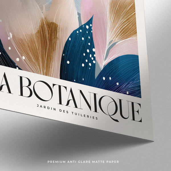 Impression artistique botanique abstraite moderne avec des feuilles peintes qui se chevauchent