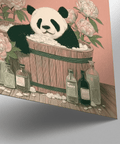 Jolie affiche Panda au bain, imprimée en marron et blanc, pour rehausser votre salon
