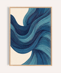 Impression artistique abstraite Wave en bleu et beige pour décorer les murs de votre salon