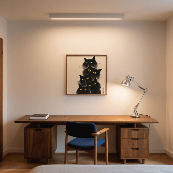 Affiche Black Cat en noir et gris, touche élégante pour le mur de la salle à manger