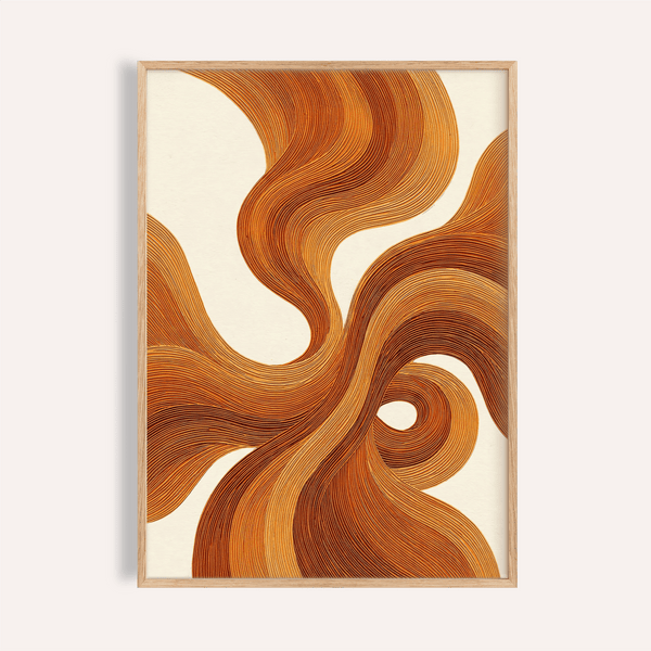 Décoration murale avec orange brûlé, orange et marron, impression décorative pour salon