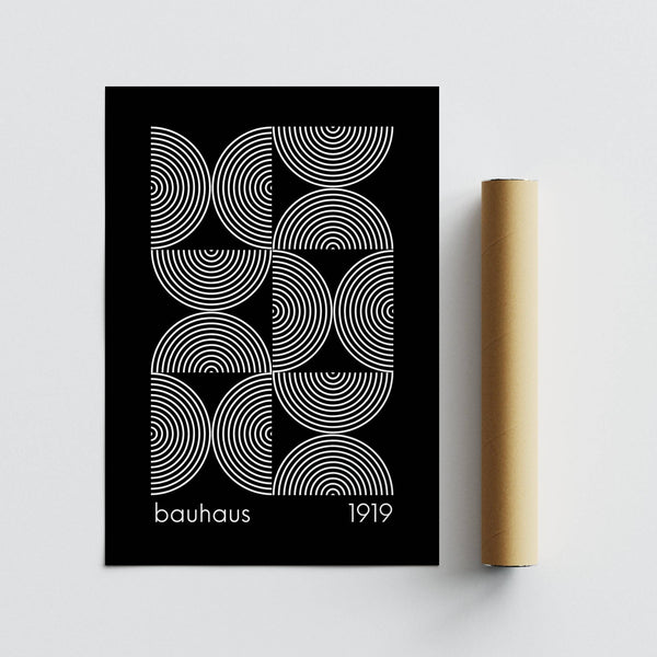 Art mural géométrique inspiré du mouvement Bauhaus de 1919