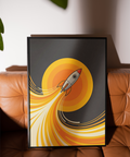 Rocket Wall Art with bold Yellow, Orange accents for kids room poster
