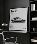 Poster Ferrari Mondial 8, design noir et blanc pour décoration murale de salon