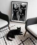 Affiche élégante représentant des chats noirs à pois