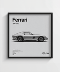 Décoration murale Ferrari avec la 250 GTO en niveaux de gris pour décorer le mur d'un bureau