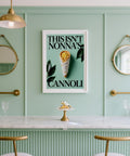 Typographie audacieuse associée à des images de desserts dans l'impression Italian Kitchen Art