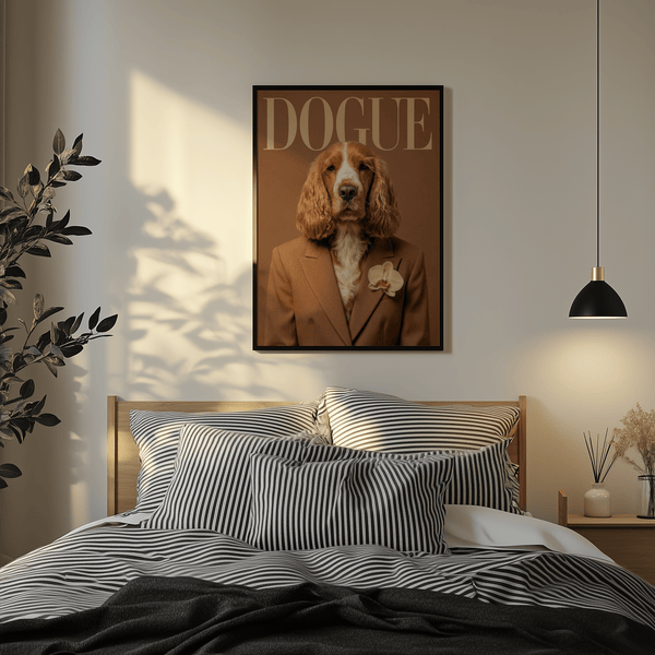 Impression moderne représentant un chien dans des tons beiges, pour décorer votre bureau