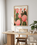 Décoration murale pour couloir avec imprimé cactus rose, vert et orange, pour les intérieurs modernes