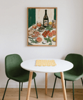 Impression artistique représentant une table multicolore pour une salle à manger