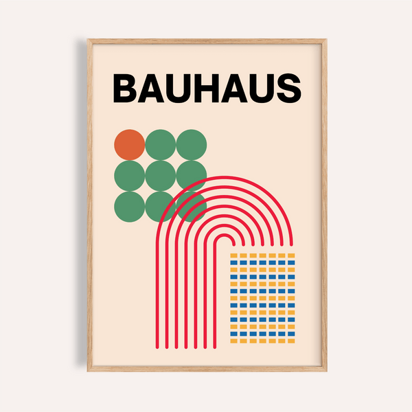 Impression abstraite avec des formes vertes et rouges pour décorer le mur de votre salon