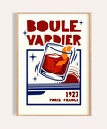 Impression cocktail Boulevardier avec rouge, orange et bleu pour décoration murale de cuisine