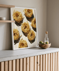 Affiche imprimée Fettuccine beige et jaune pour décorer le mur de la salle à manger